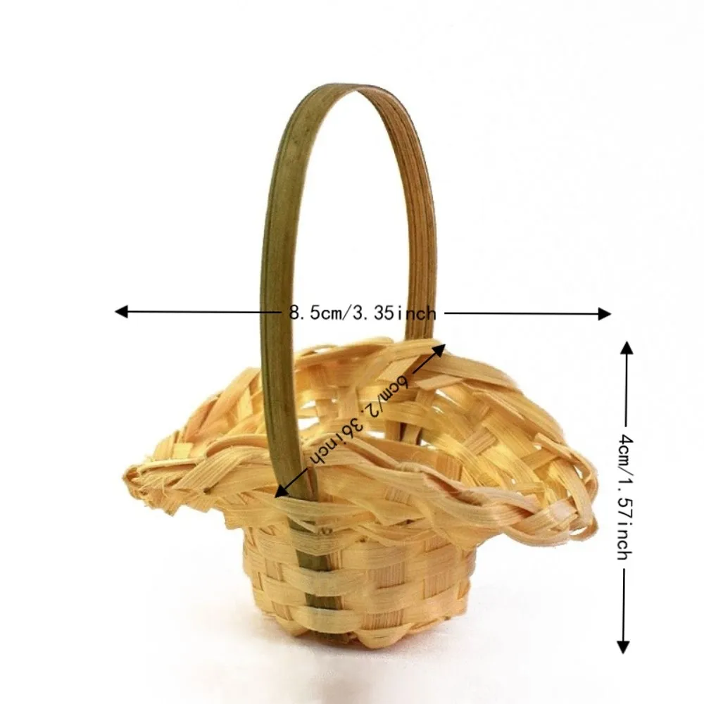 Yellow Braid Flower Baskets Party Supplies with Handle Flower Arrangement Basket Wedding Ornaments Packaging Weaving Basket