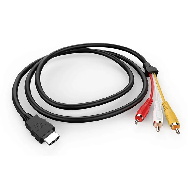 Kabel zgodny z HDMI na RCA, 1080P 5 stóp/HDMI kompatybilny z męskiego na 3 RCA Video Audio AV Adapter złącza kabla do telewizora HDTV