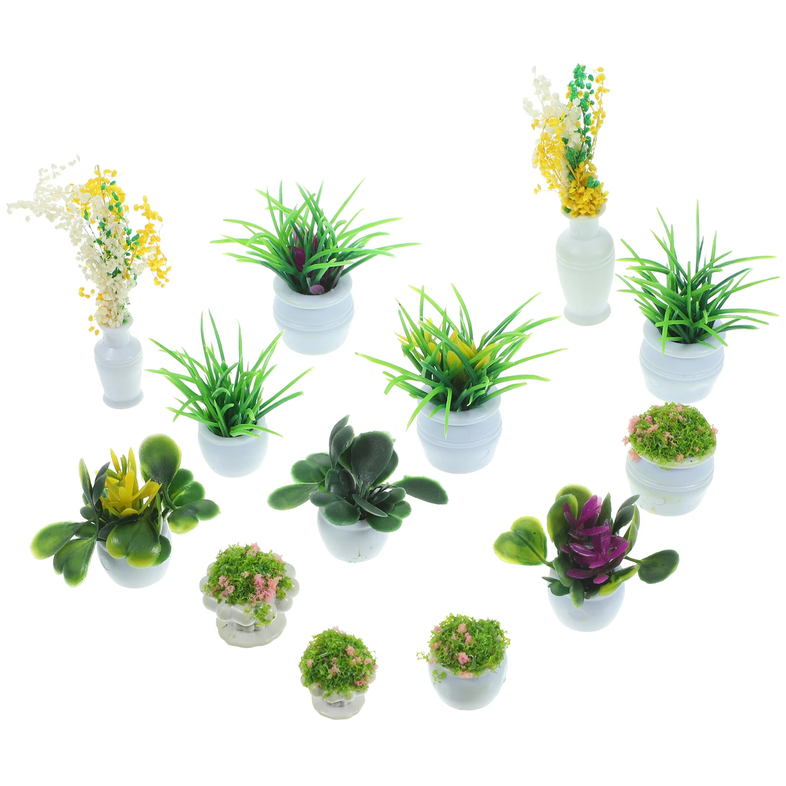 

13 Pcs Miniature Landscape Flower Pot Models Dollhouse Accessories Garden Statue Miniature Fake Plants Dollhouse Decor