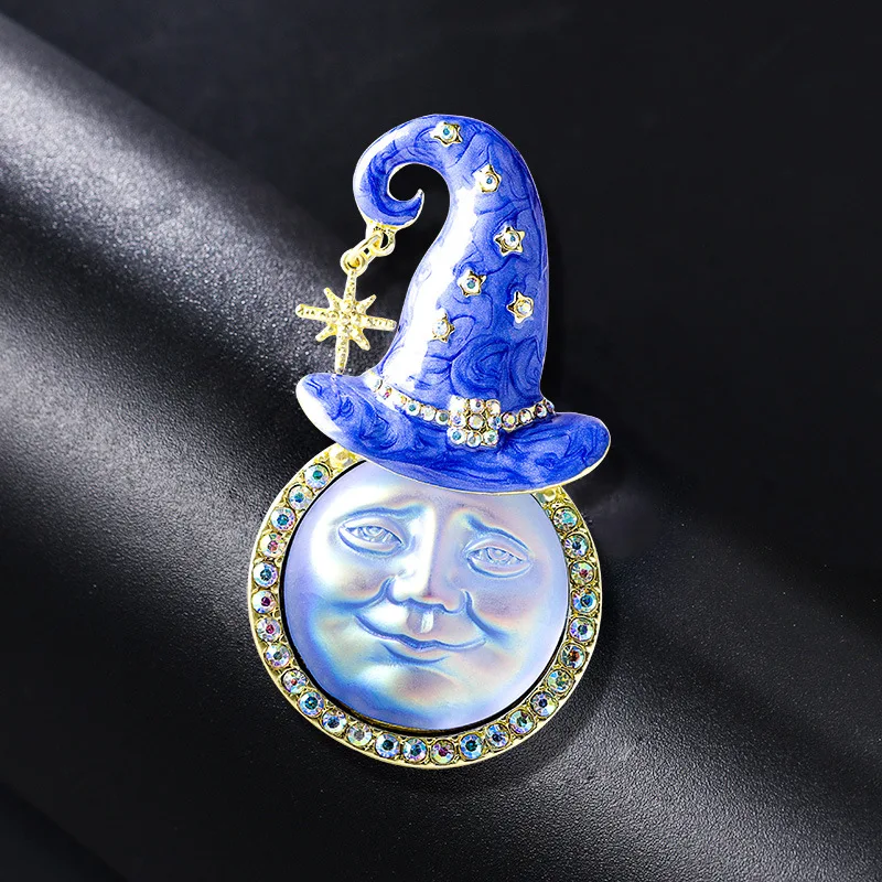 SHMIK Fashion Dazzle Moon Sun Enamel Brooches For Women Lady Elegant Vintage Crystal Clothing Coat Badges Pins Gift