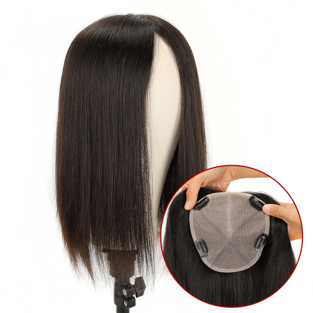 SP83 - 5.5''x6'' Zijde Basis Top Haar Toppers 16" Natuurlijke Haar Topper Haarprothese Vrouw Chinese Cuticula Remy Menselijk Haar