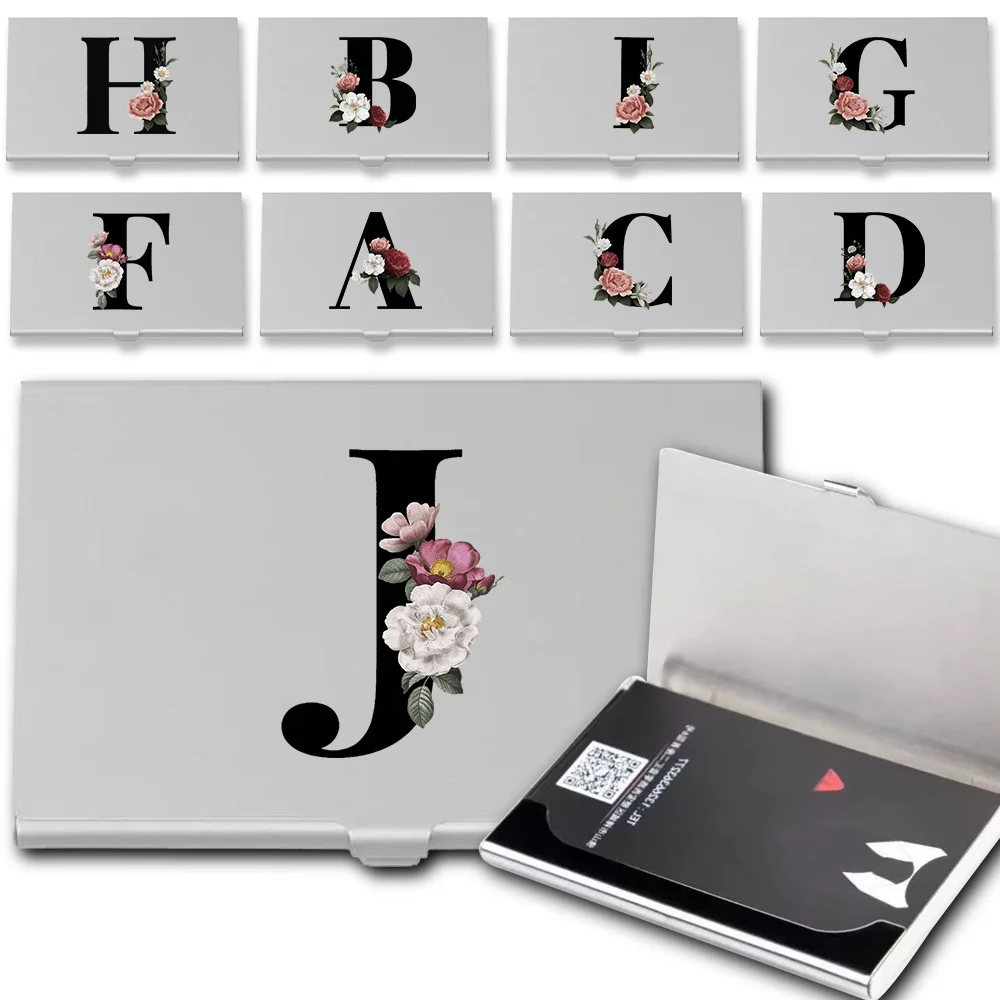 

Кошелек-визитница, держатель для кредитных карт, карман для удостоверений личности, коробка для хранения, влагозащищенный, с цветочным и буквенным узором