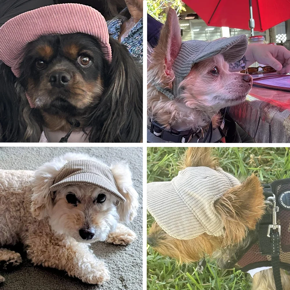 Sonnenhut für kleine und große Hunde und Katzen, verstellbare Baseballkappe mit Öffnung für die Ohren, winddichtes Cordstoff-Visier für Welpen, Haustierbedarf. – Detail 8