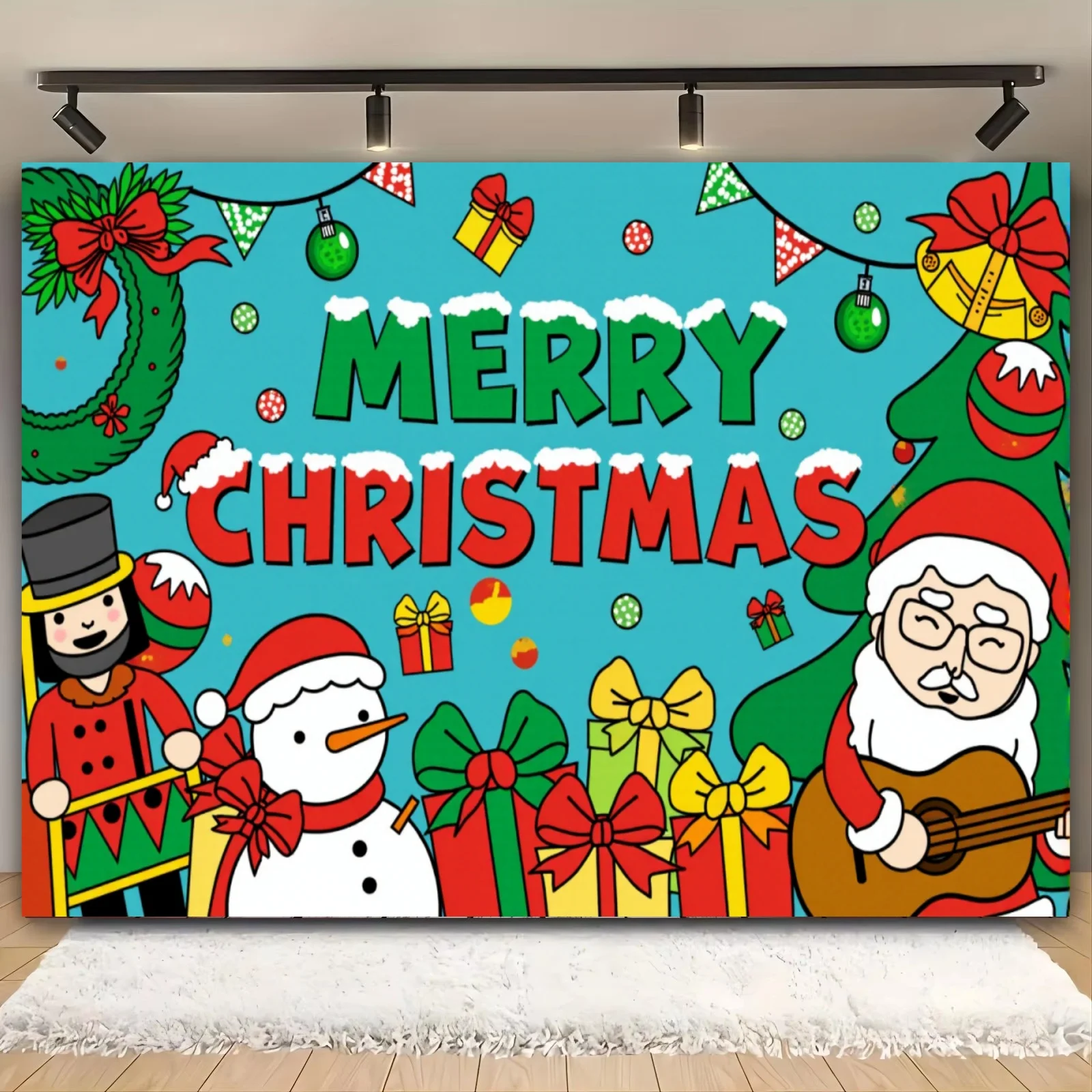 Fabric Banner Seamless Large-Sized Decorative Decoration Artistic Photo Backdrop For Holiday Gathering New Year 2025