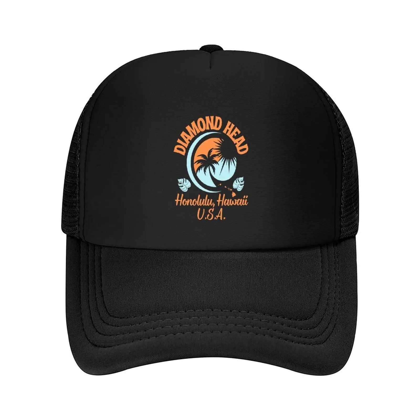 

Retro Diamond Head Honolulu Hawaii U.S.A. (Orange Text) Baseball Cap golf hat genuine Beach Outing dad hat Mens Hats Women's