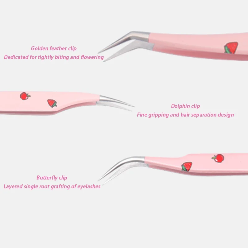 Pince à épiler en acier inoxydable pour extension de faux cils, pince à bande incurvée, outils de maquillage, antistatique, 3D, 7 types