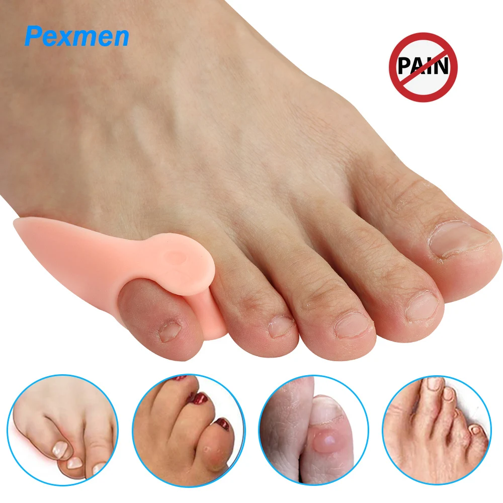 Pexmen 2/4/10Pcs Soft Gel Pinky Bunion Corrector Little Toe Separator Bunion Pads for Pain Relief of Corn Callus and Blisters