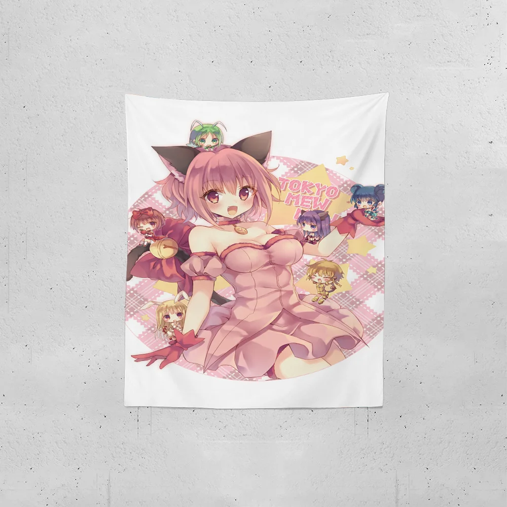 Tokyo Mew Mew Anime Tapestry Creative Pattern Photo Living Room Wall Art Tapestry Decor Party Outdoor Decorate Banners