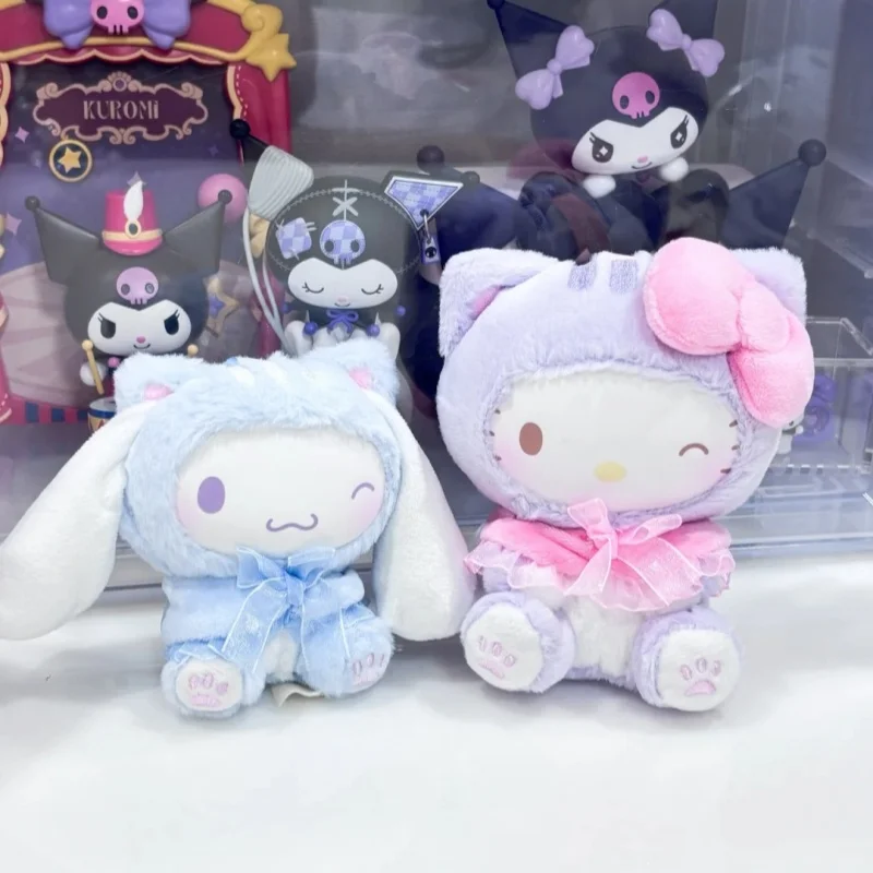 本物のサンリオ家族からかい子猫シリーズぬいぐるみペンダントブラインドボックスハローキティクールロロミメロディーかわいい飾りガールギフト