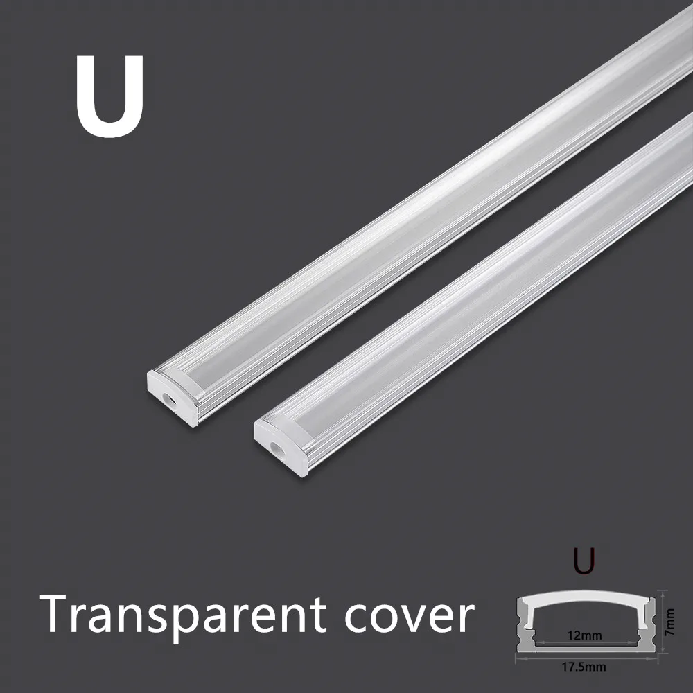 LED aluminum channel 0.5m for 3528 5630 5050 LED strip U/V shape milky white cover/transparent cover led aluminum profile