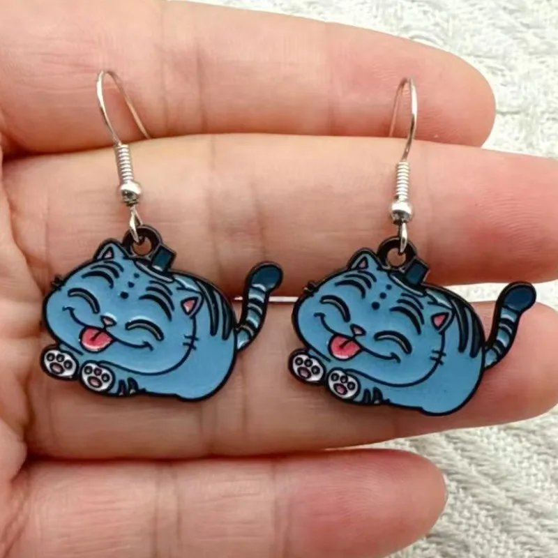 لطيف الأزرق ليتل النمر القرط الأزياء الكرتون هريرة استرخى أقراط للنساء المينا قطرة الحيوان العصرية مجوهرات فتاة هدية