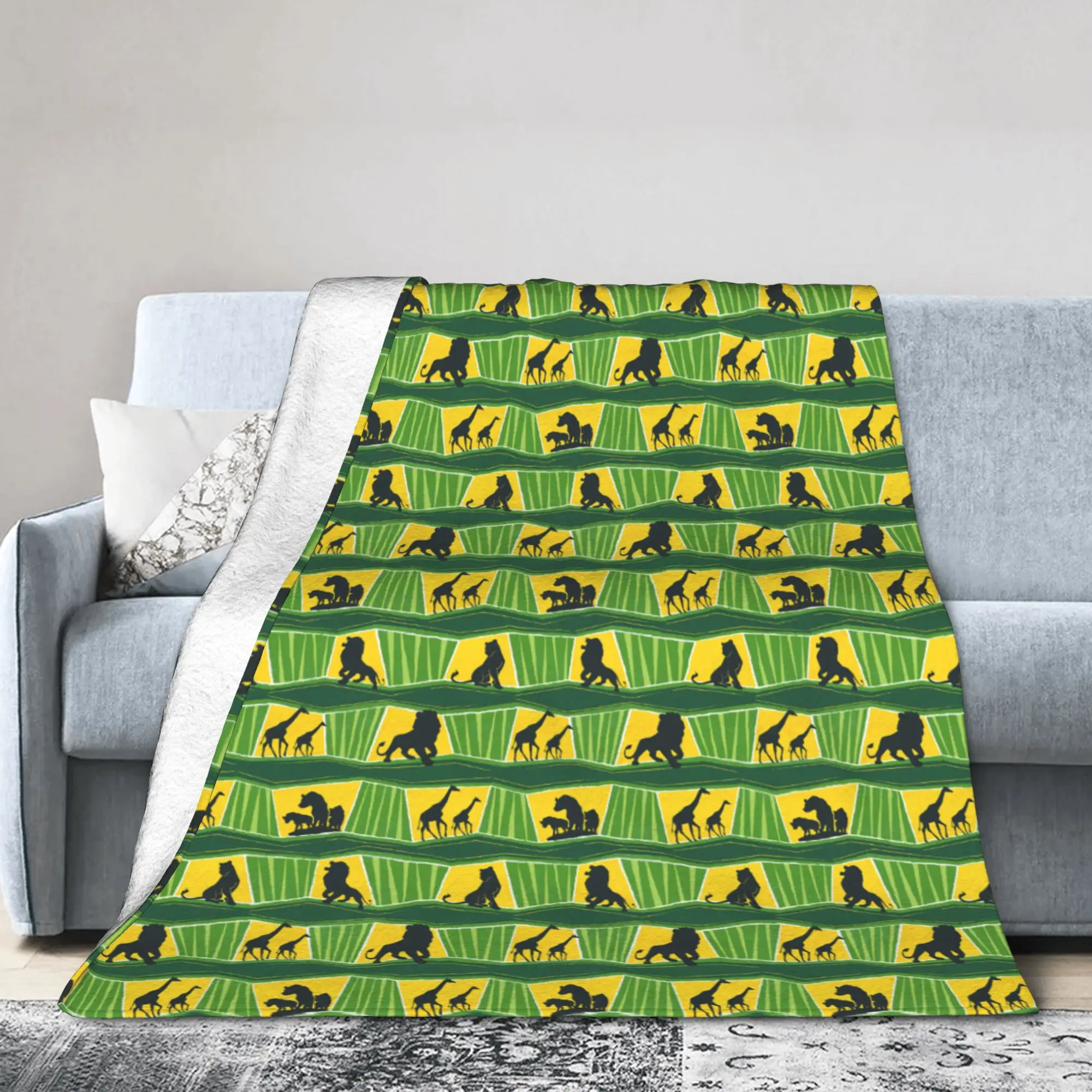 

Lion King Green Gold Animal Blankets Coral Fleece Plush Spring/Autumn Super Warm Throw Blankets for Home Office Bedding Throws