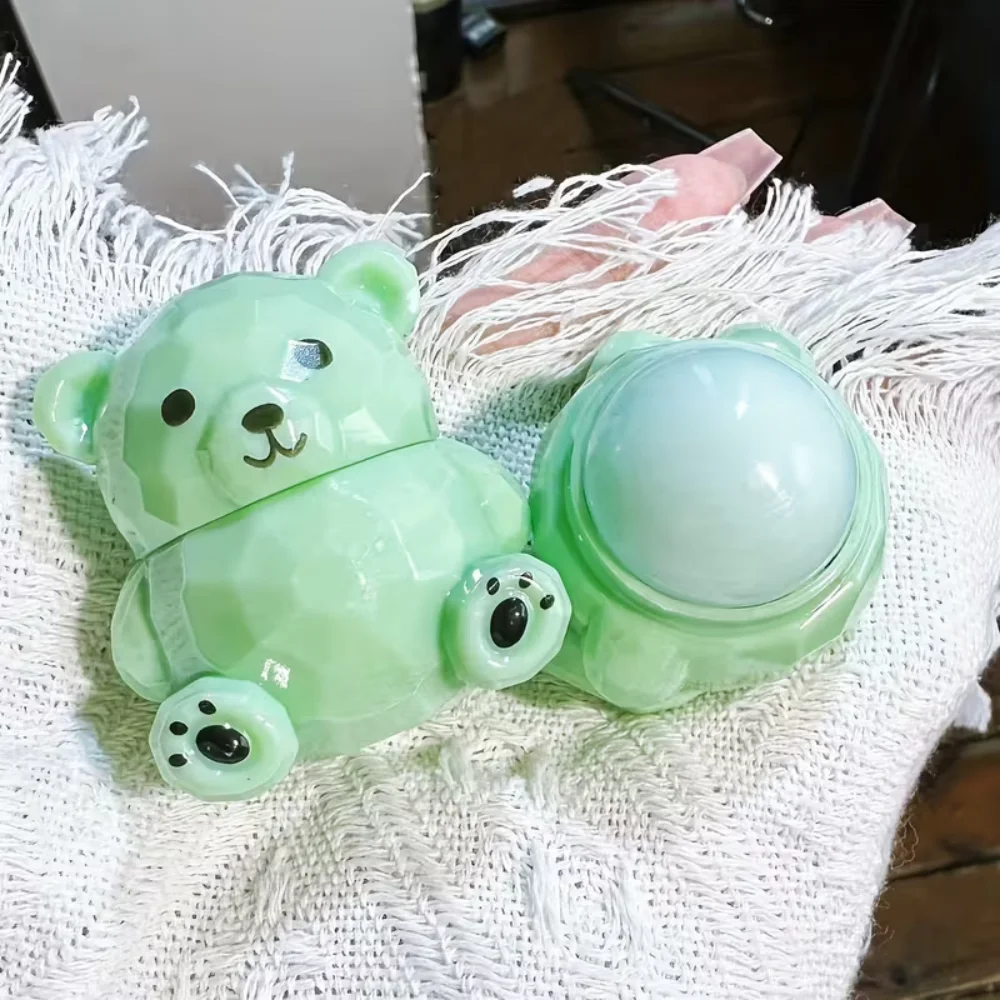 1 stuks schattige beer lippenbalsemset met fruitsmaak - hydraterend en voedend, perfect voor alle huidtypes, ideale vakantiegeschenkdoos