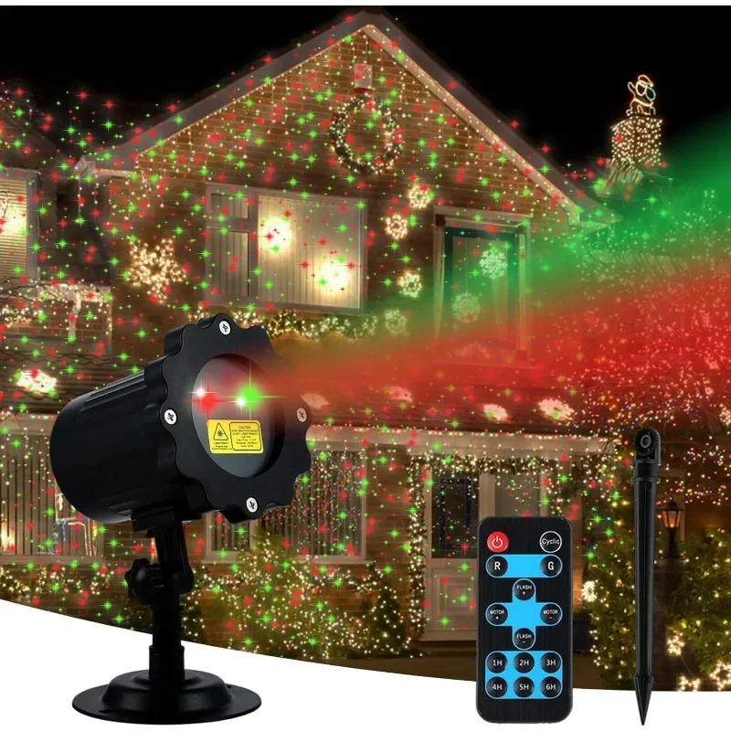 Christmas Projector Lights Outdoor, Waterproof Christmas Decorations Led Lights Projector with Remote Control Timer Indoor