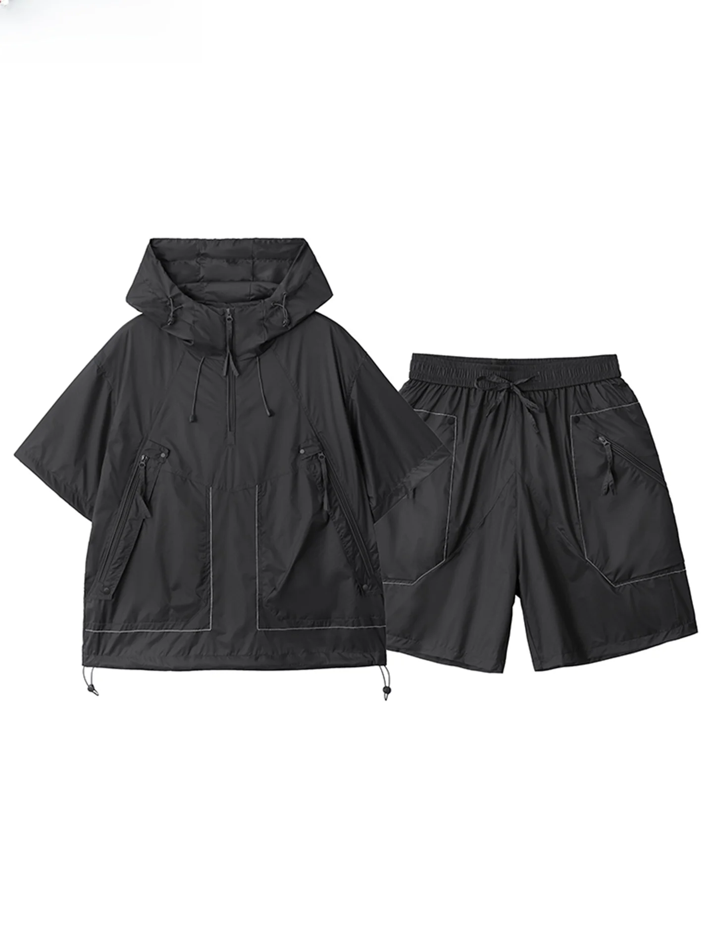 

Men's Summer New Sle Qui Dry Hat ort Sve Sun Protection Suit Two Pieces Loose Fit Sportswear Faionable Ensemble