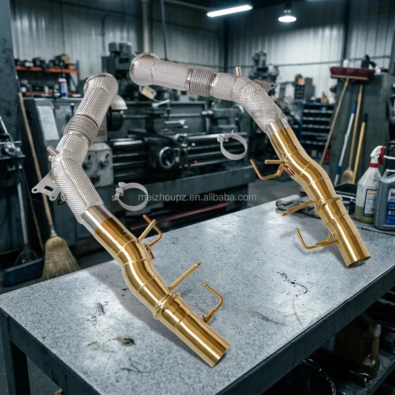 Downpipe Exhaust for Ferrari SF90 Spider 3.9T V8 2021-2024 Straight Through CatBack Exhaust Insulation Gold Color