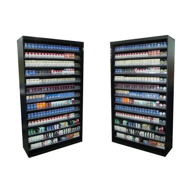 custom.Wooden Racks for Convenience Store Smoke Shop Showcase with Light Cabinet Display