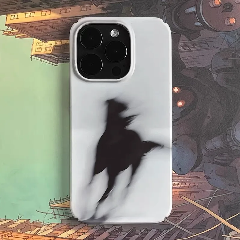 

Black Blurred Running Black Horse Phone Case for IPHONE 17 Air 16E 15 PROMAX 14 Plus 13 12 MINI 11 16Plus XR Acrylic Phone Cover