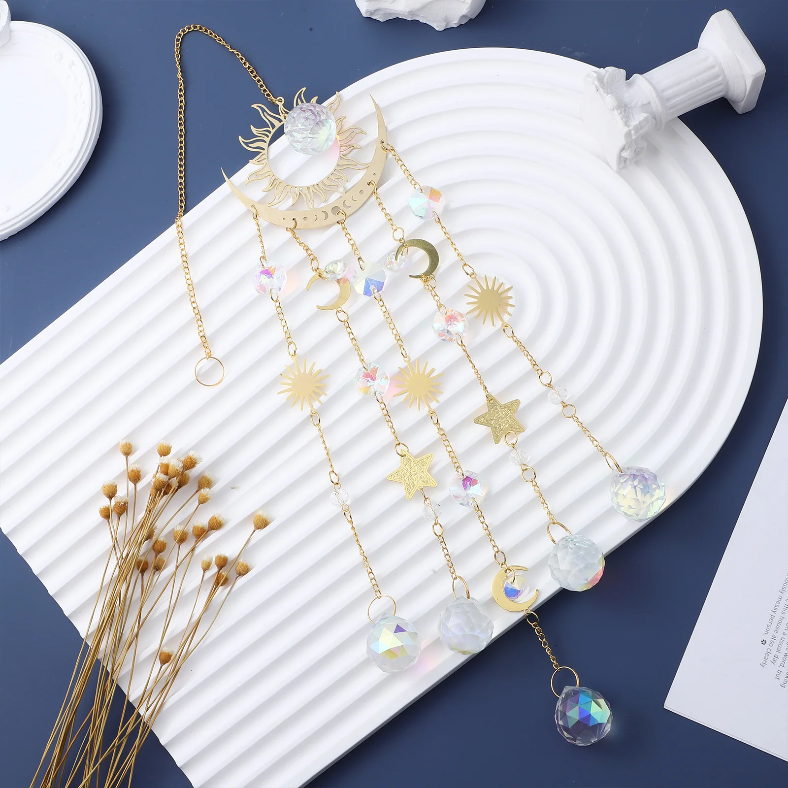 

Crystal Wind Chime Sun Catcher Hanging Decor For Indoor Outdoor Window Garden Rainbow Light Reflector Shining Pendant