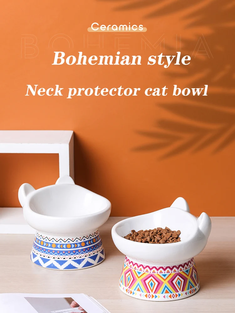 

Creative Ceramic Cat Bowl Elevated Puppy Dog Food Water Bowl For The Cat Snack Dish Cat Feeder Drinker Pet Supplies Accessories