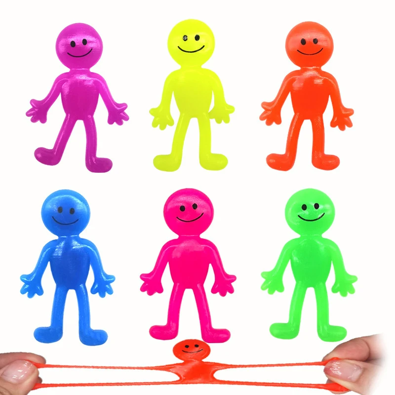 12PCS Stretchy Happy Man Stress Relief Toys Birthday Gift Bags For Kids Party Favors Regalos Cumpleaños Niños Para Invitados