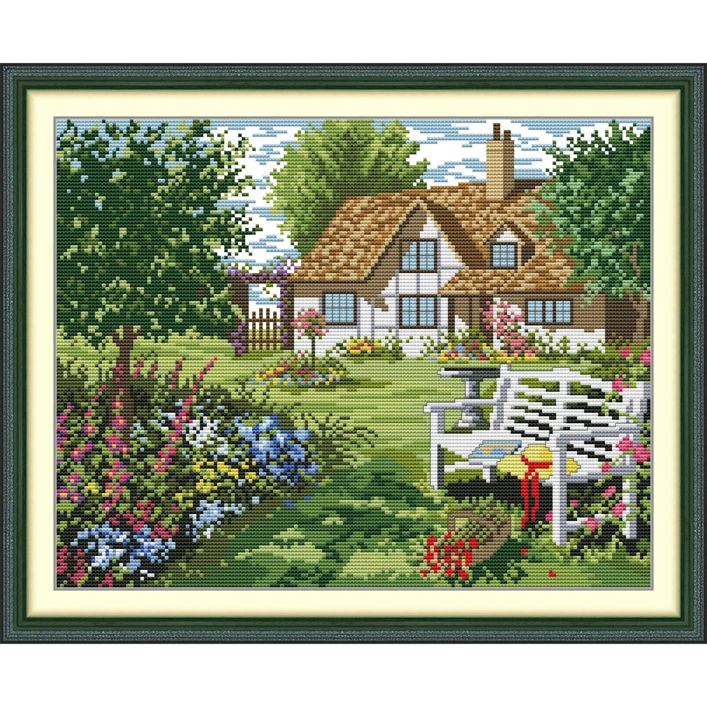 News Pre-Printed Cross Stitch Kit, Stamped Aida Fabric With DMC Threads,Embroidery Kit - Beautiful Home (11)