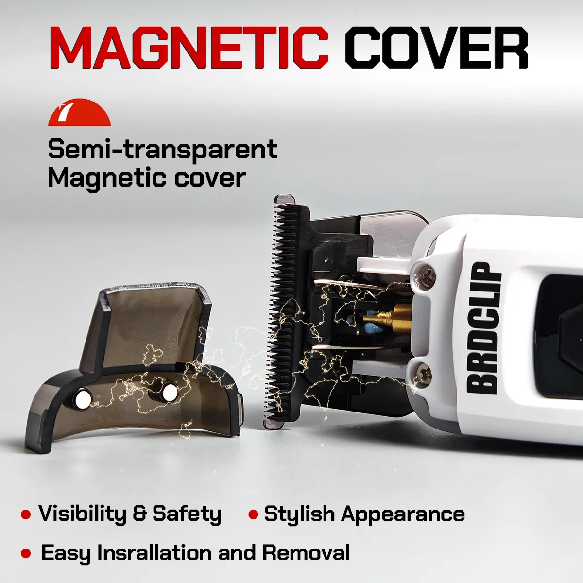 الأبيض BRDCLIP فرش السيارات مقص الشعر 7500 دورة في الدقيقة رقيقة جدا تتحرك شفرة قاعدة المغناطيسي الغطاء العلوي اللاسلكي المتقلب