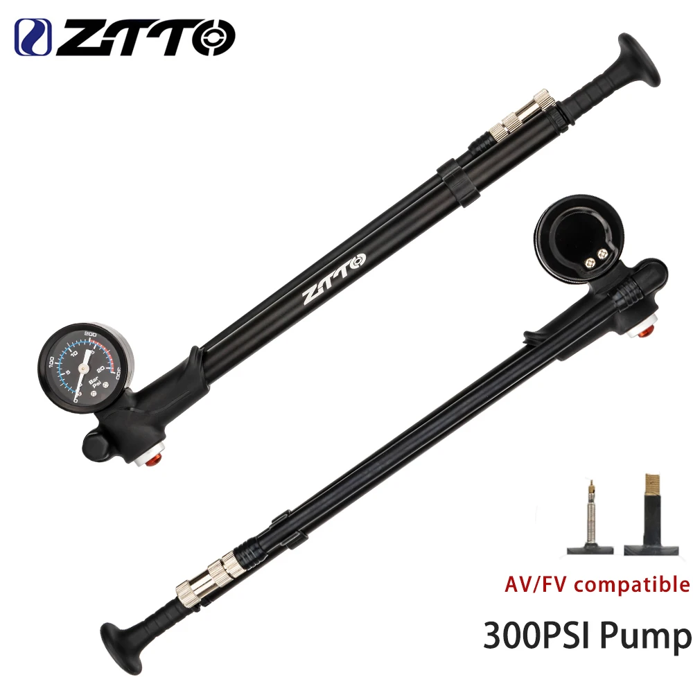 

ZTTO 300psi High-pressure Bike Air Shock Pump With Gauge Bicycle Tire Inflator Schrader Presta Valve For Fork Suspension Seatpos