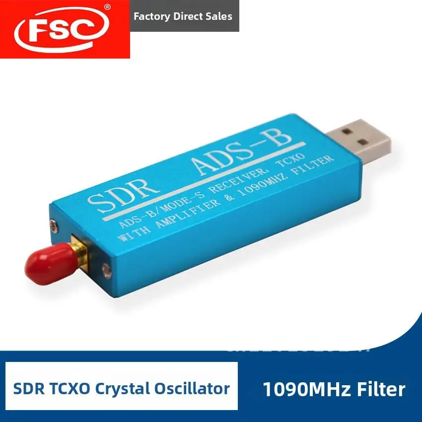 

SDR TCXO Crystal Oscillator 1090MHz Filter Amplifier Receiver for Aviation Band ADSB/MODE-S AM Sky Blue TV Card USB