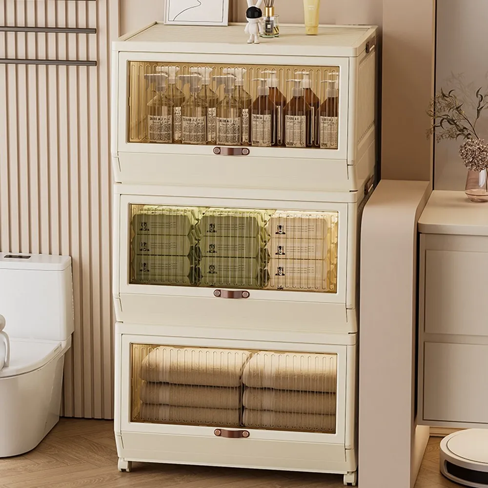 뚜껑이 달린 1/3 레이어 보관함, 바퀴가 달린 접이식 보관 용기, 옷장용 옷장 정리함