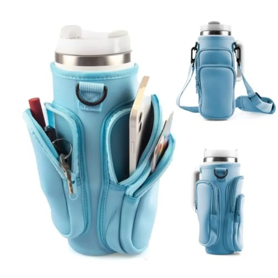 

Сумка-переноска для бутылки с водой с карманом для телефона, держатель для бутылки с водой с ремешком для аксессуаров, аксессуары для чашек на 30 унций, всего 3