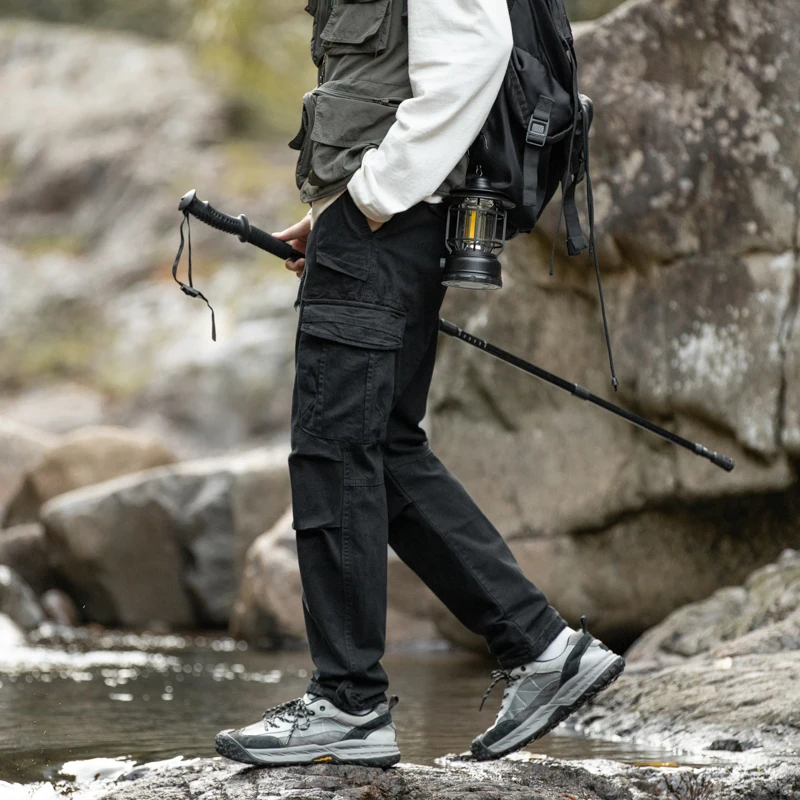 2025 جديد العلامة التجارية الأمريكية العصرية الرجال السراويل العمل غير رسمية مرونة الخصر مستقيم الساق متعددة كيتس الشباب السراويل الطويلة #3