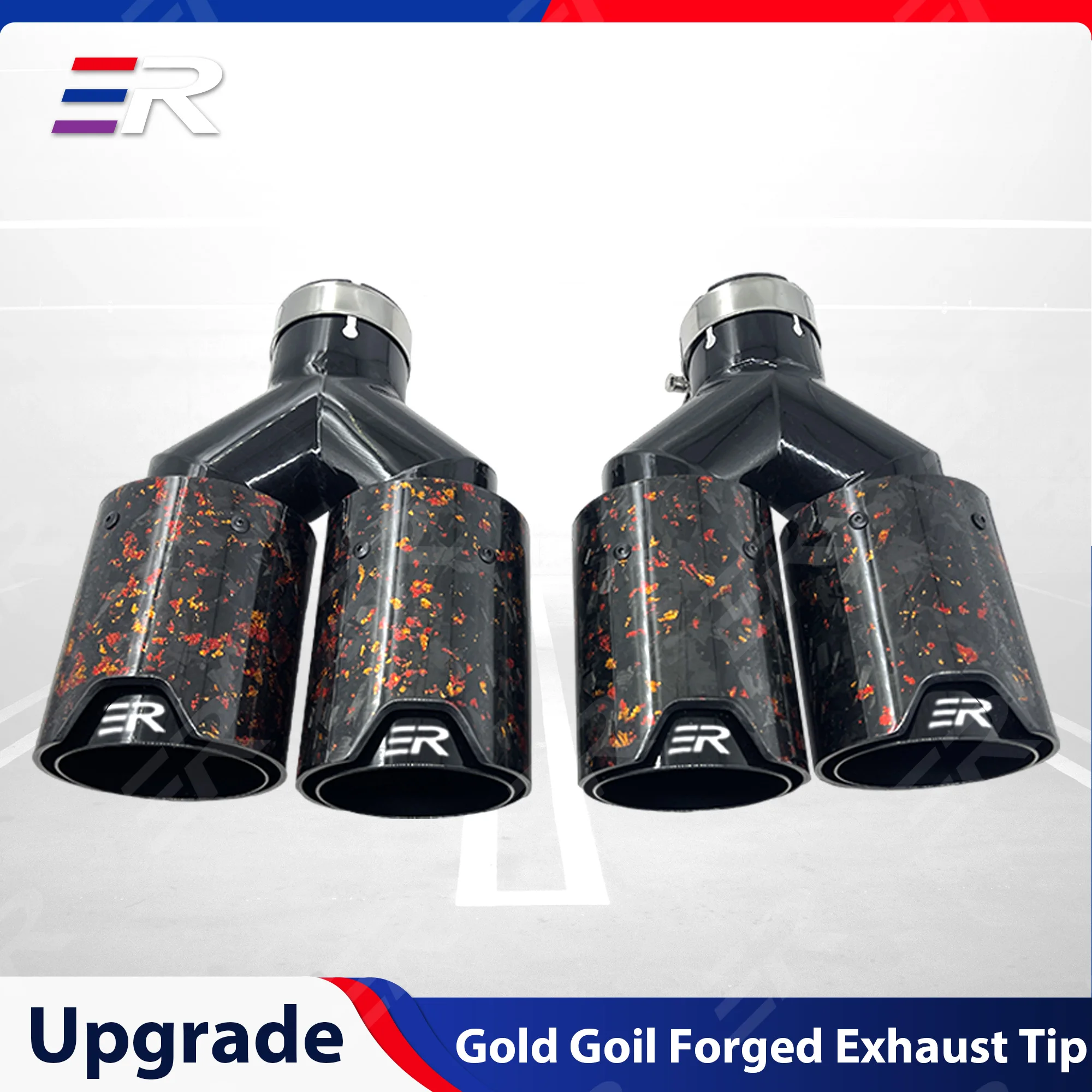 

ER Glossy Foil Gold Carbon Fiber Exhaust Tips Dual Tip Modification for BMW Car Muffler Pipe Stainless Steel Tail Pipes