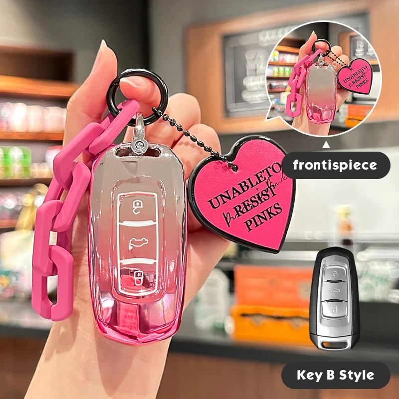 

Pink Tpu for Geely Emgrand 7 GX3 Atlas GS NL3 Gili Emgrand 7 EX7 GT GC9 Remote Smart Car Key Case Cover Fob Holder Accessories