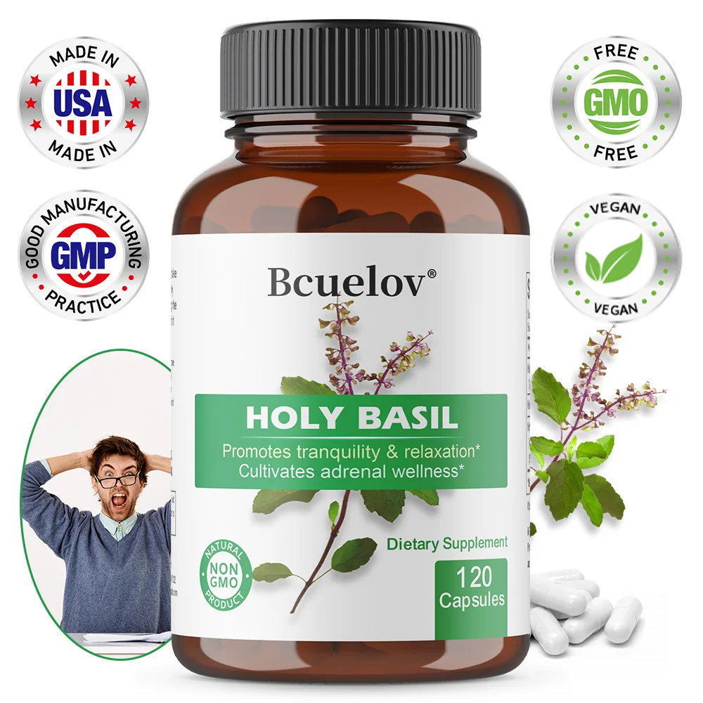 

Holy Basil Capsules - Supports Respiratory Health, Boosts Immunity, Relax The Body and Mind, Improve Vitality and Energy Levels