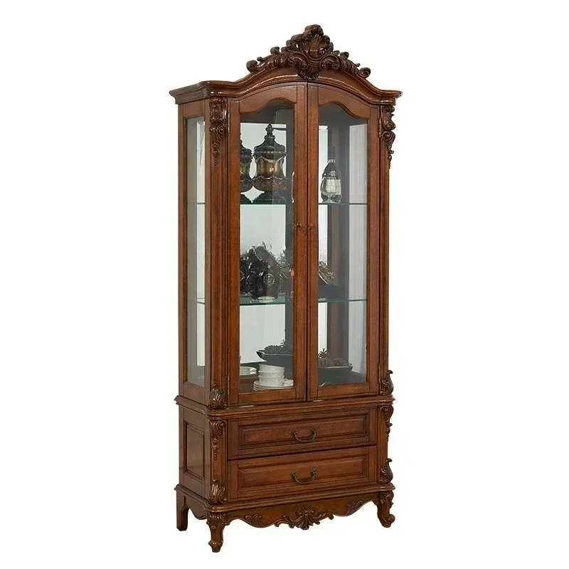 

new styleCustomized American Wine Cabinet Sideboard Cabinet Integrated Hallway Glass Double Door High-End Solid Wood Curio Cabi