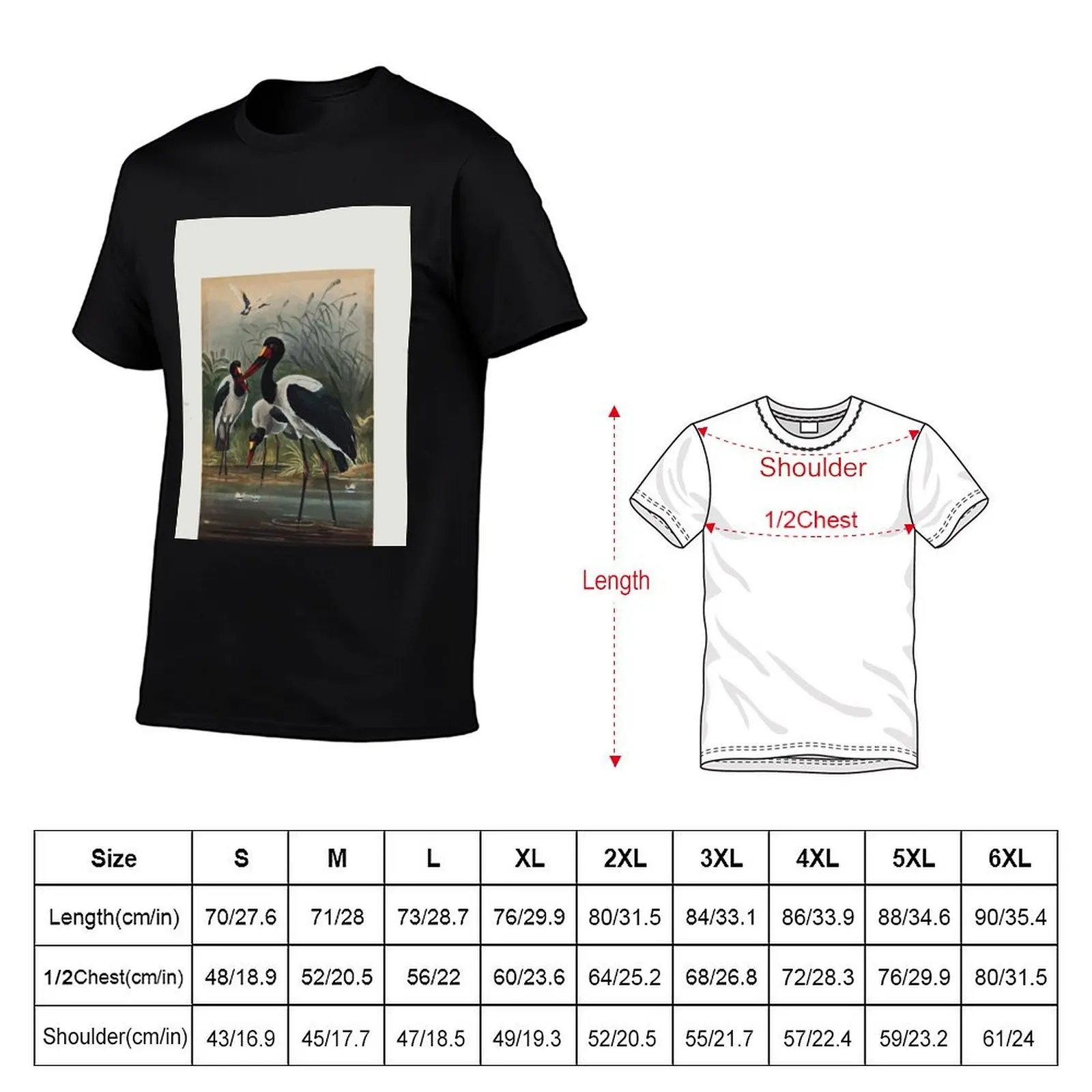 Zoological sketches by Joseph Wolf 1861 to 1867 092 The Saddle Billed Stork T-Shirt baggy shirts mens funny t shirts