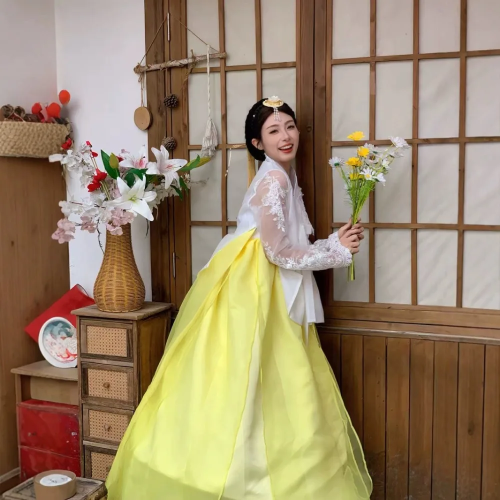 Ethnic Women Traditional Hanbok Dress Korea Palace Princess Wedding Dance Stage Performance Costume