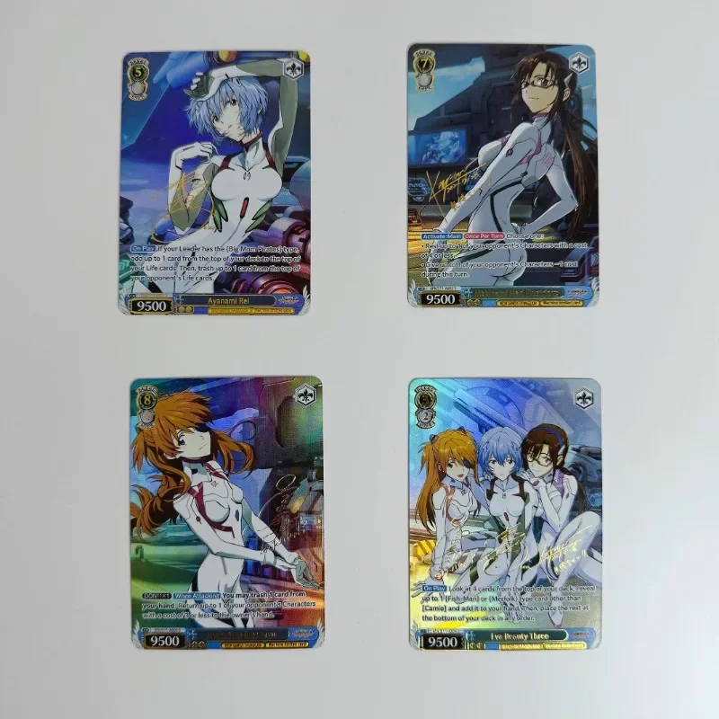 4pcs/set Ayanami Rei Asuka Langley Soryu Mari Makinami Illustrious Self Made Flash Card Anime Classics Game Collection Cards Toy