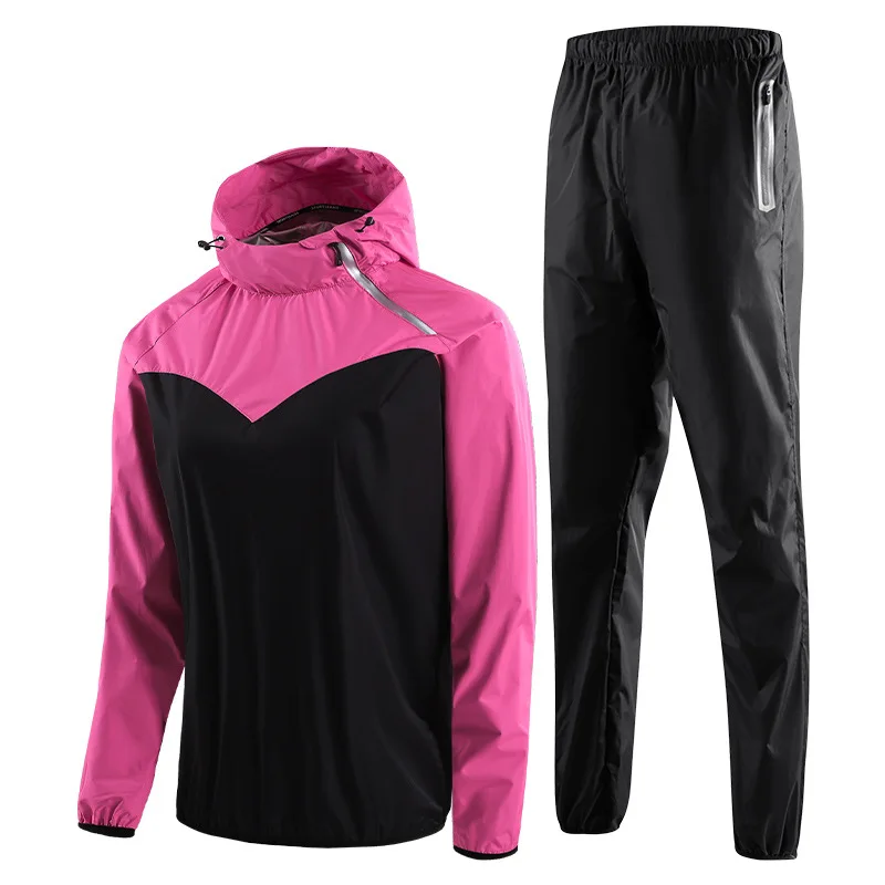 2023 Training Sauna Suit Men Gym Running Set Hoodies Pullover Sportswear Fitness Weight Loss Sweating Women Jogging Suit