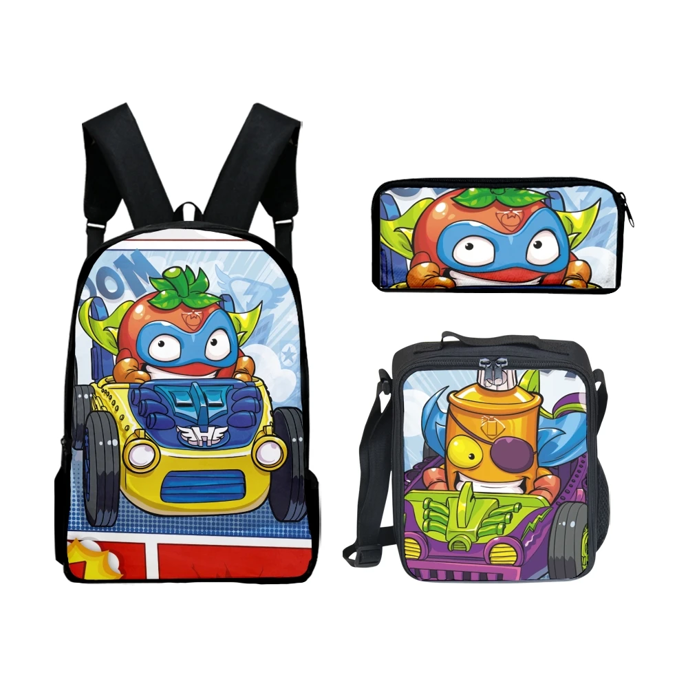 Lusso popolare divertente lusso Superzings stampa 3D 3 pezzi / set borse da scuola per alunni zaino per laptop zaino borsa per il pranzo astuccio