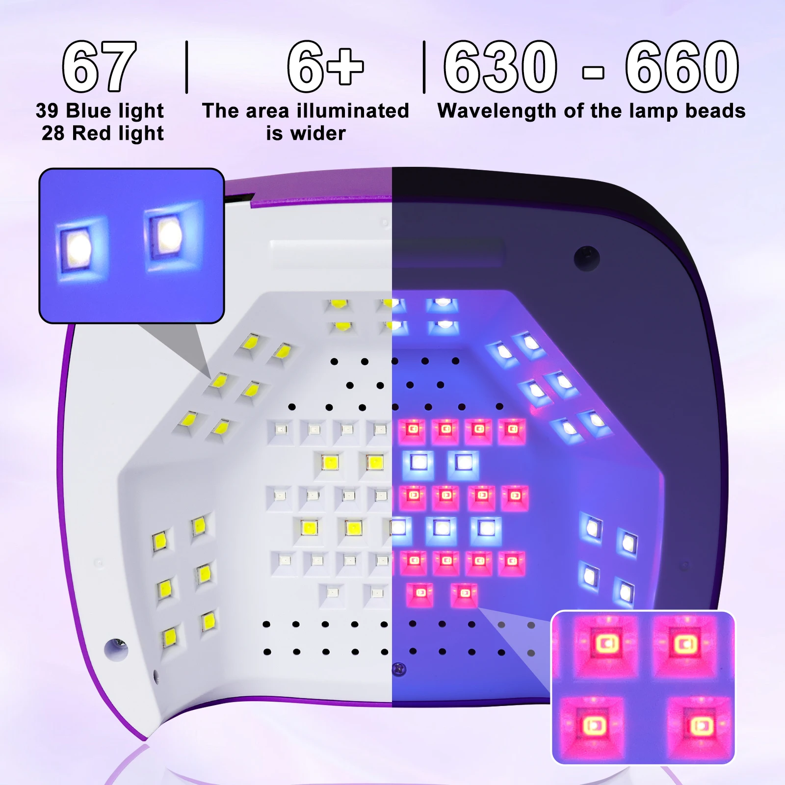 มืออาชีพ 67 LED UV เล็บโคมไฟเจลยูวีเล็บแสง 4 ตัวจับเวลาเซ็นเซอร์อัตโนมัติเครื่องเป่าเล็บสำหรับร้านทำเล็บ