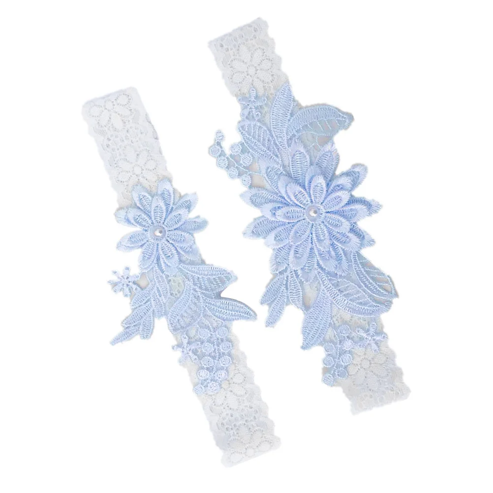 

2Pcs Bridal Leg Band Lace Floral Stretch Pearl Inlaid for Wedding Party Prom Comfortable Skin Friendly Leg Ornament New