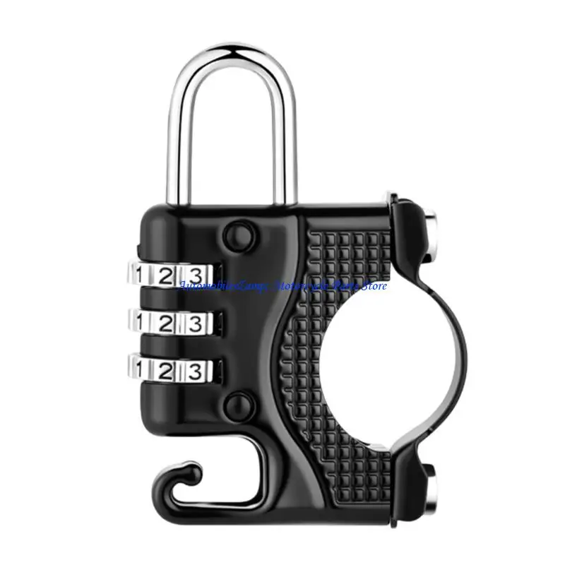 H7BD Compact Anti Theft 3 Digit Helmet Lock Storage Hook Motorcycle Scooter Accessory Heavy Duty Construction Universal Fit