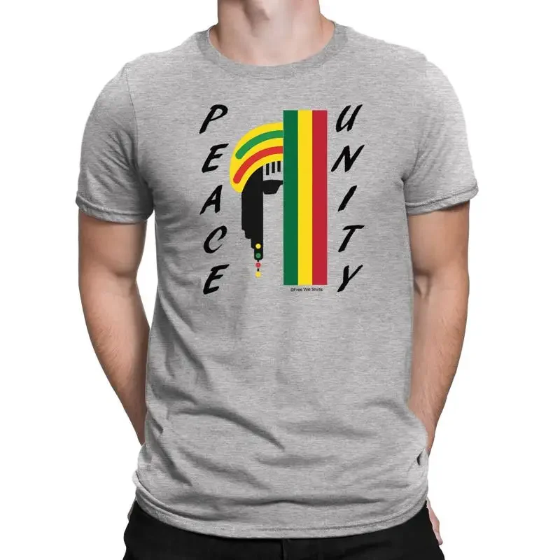 T-shirt en coton de qualité pour hommes, Peace Unity, guitare, batterie, Reggae, musique de danse jamaïcaine