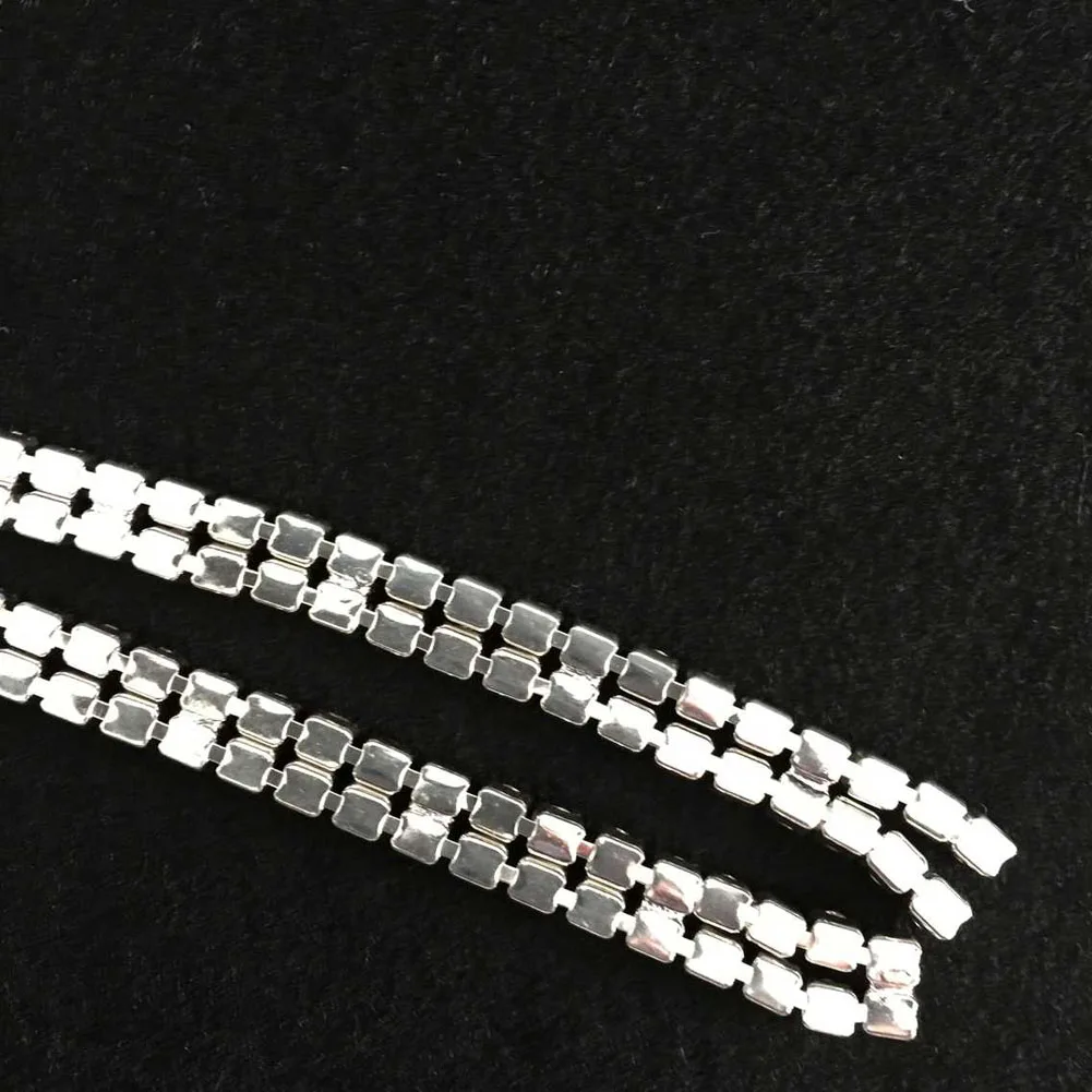 2-Row Drill Chain Silver Close Chain Trim Trimming  1Yard SS16 Clear Rhinestone Sew On Glue DIY Sewing Accessories Art Craft