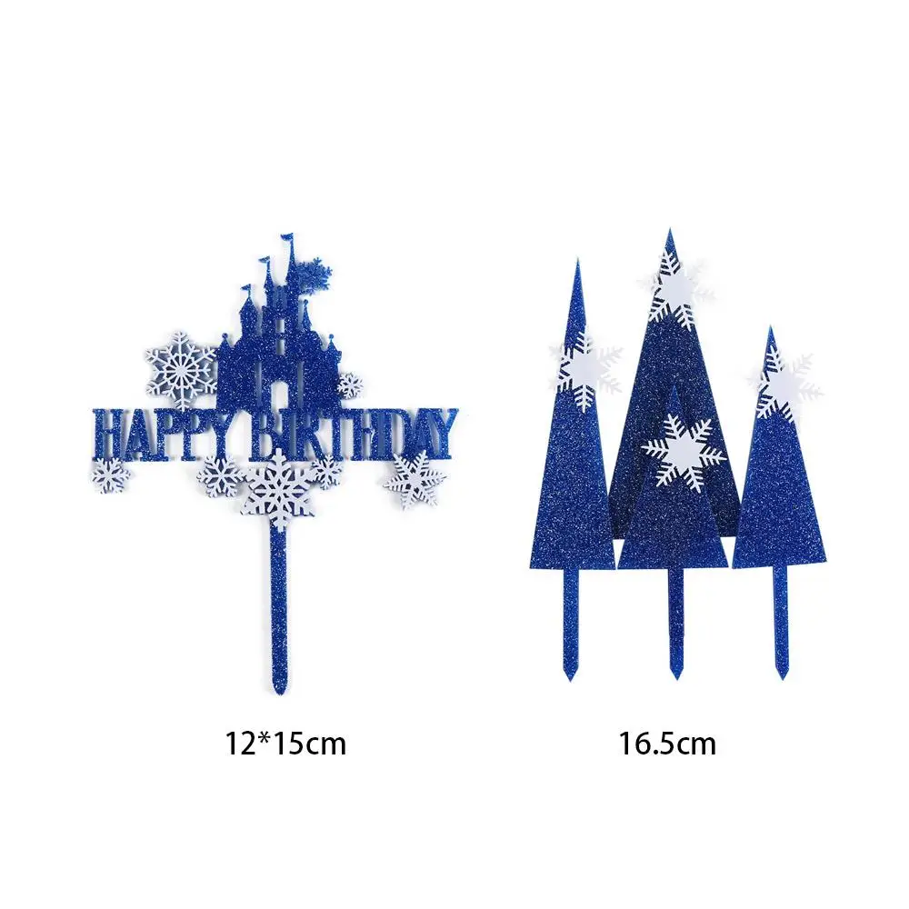 Colorful Tree Acrylic Cake Topper Twinkling Party Supplies Happy Birthday Flags For Girls Baby Shower Birthday Party