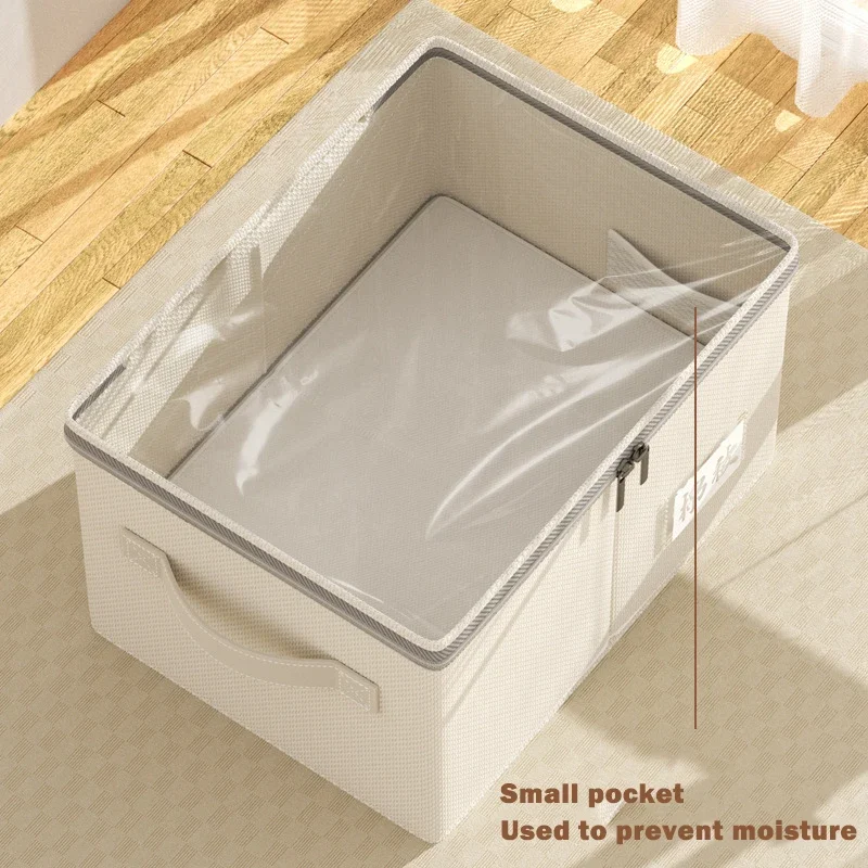 Large Capacity Foldable Clothing Storage Box with Clear Window for Down Jacket Quilt Organizer Box Home Bedroom Organization view 3