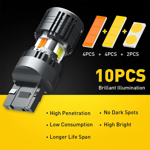 Imagen 2 del producto AUXITO 2X T20 7440 7443 Switchback LED señal de giro Canbus T25 3156 3157 P27/7W bombilla No Hyper Flash doble Color ámbar blanco