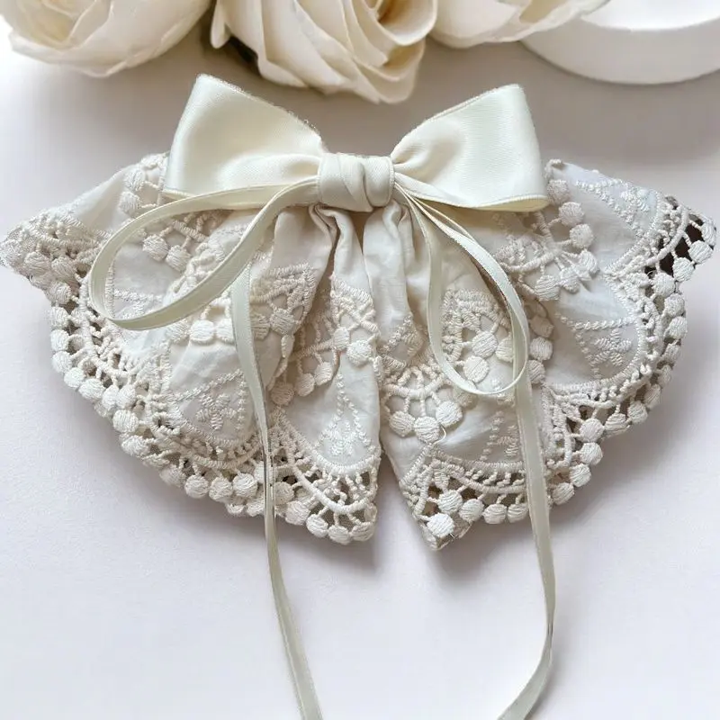 

New Lace Bow Hair Clip for Girls Princess Ribbon Hair Claw for Kids Sweet Elegant Top of Head & Ponytail Clip for Daily